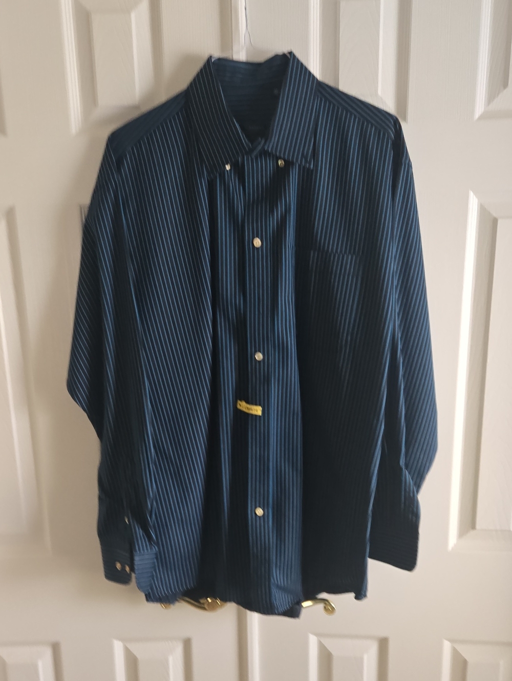 Burberry Dark Black And Blue Pinstripe Dress Shirt